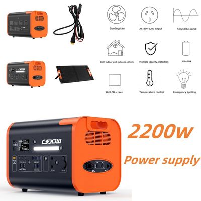 Centrale électrique portable 600W 1500W 2000W 2200W Batterie au lithium Générateur solaire rechargeable pour le camping en plein air et les urgences domestiques