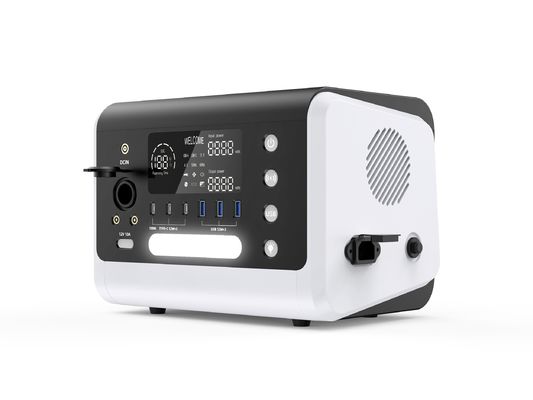 Station de batterie de stockage d'énergie solaire mobile de petite taille de 600 W avec sortie CC HT06 de 12 V/10 A