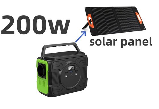 Station électrique mobile extérieure avec sortie de courant alternatif de 200 W Chargement de panneau solaire et lumières LED