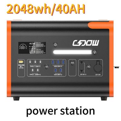 AC Pure Sine Wave 2200W/2048wh Station électrique portable pour le camping en famille en plein air