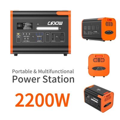 Banque d'alimentation portable de 2200 W avec panneau solaire rechargeable de type C 3*18W/2*100W et 2500W