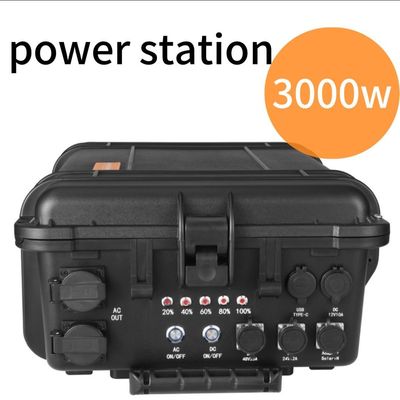 Station solaire électrique portable noire multifonctionnelle 3000W 3000wh pour les urgences extérieures
