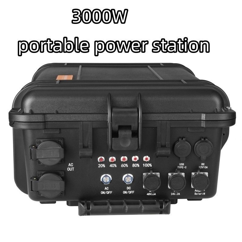 Station solaire portative de 3000 W avec batterie LiFePO4 et bâton de traction