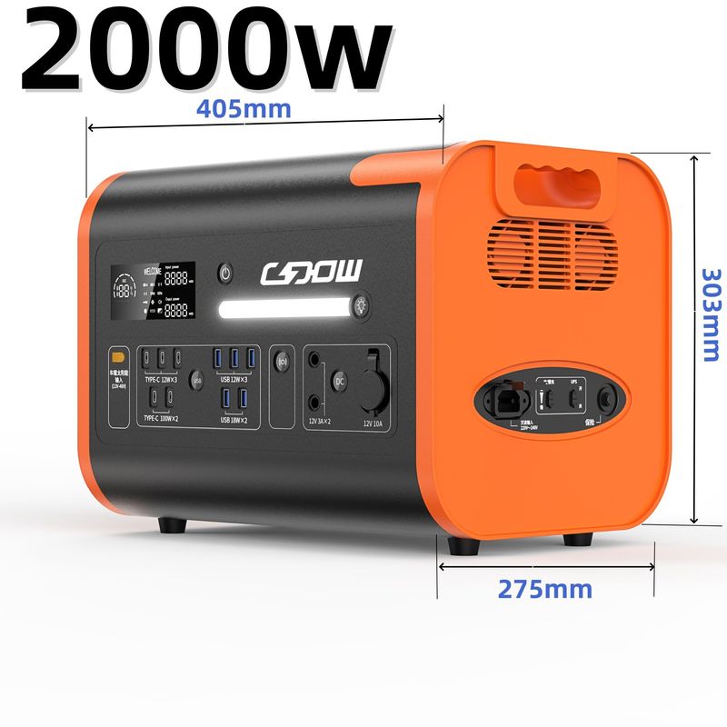 Générateur portable de stockage d'énergie de type prise entière de 2000 W pour la recharge USB et l'énergie solaire