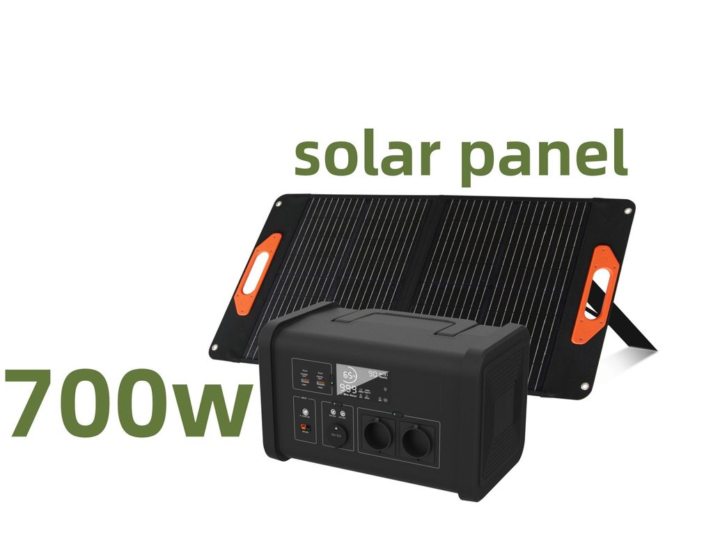 Station électrique portable avec puissance de sortie de courant alternatif de 700W Stockage d'énergie alimenté par le solaire