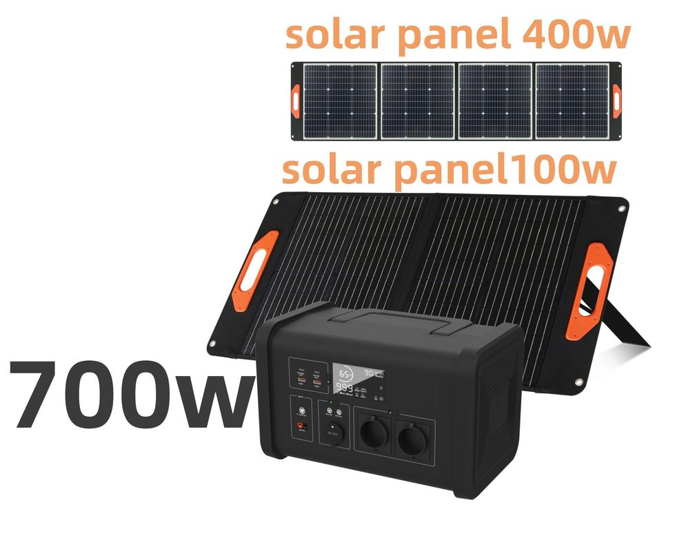 LiFePO4 coupure d'alimentation domestique centrale électrique portable avec puissance de sortie CA de 700W et lumière LED