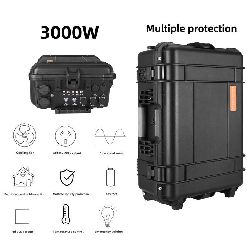 Station électrique mobile LiFePO4 de 3000 W Stockage d'énergie portable pour balcon et maison