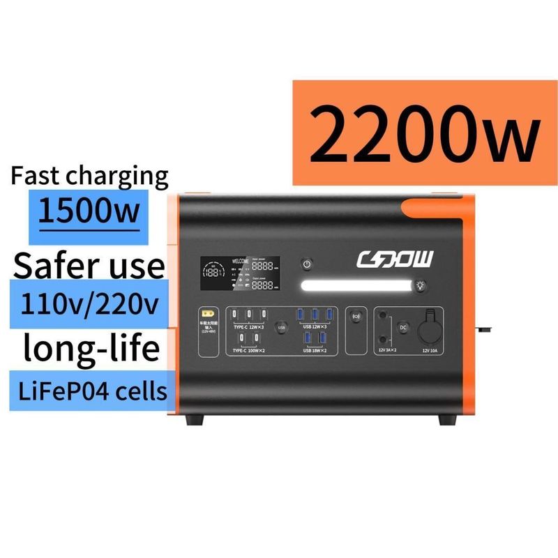 220V ± 5% de tension de sortie CA 15W Charge sans fil Longue durée de vie Cellules LiFePO4 Charge rapide