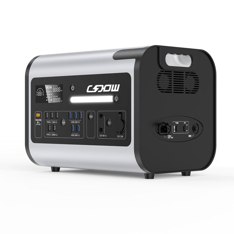 Station solaire portable de 2200 W avec batterie LiFePO4 et sortie de chargeur de voiture 12V/10A