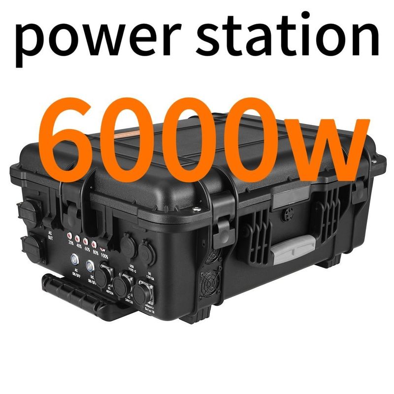 Centrale électrique noire de 6 kW ABS alliage alimentation électrique portable extérieure pour les aventures en plein air