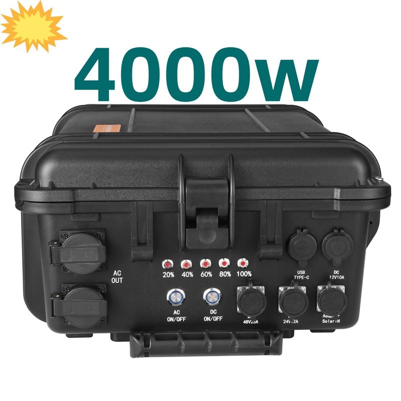 Station électrique portable de 4000 W avec prise de sortie CA et batterie au lithium LiFePO4