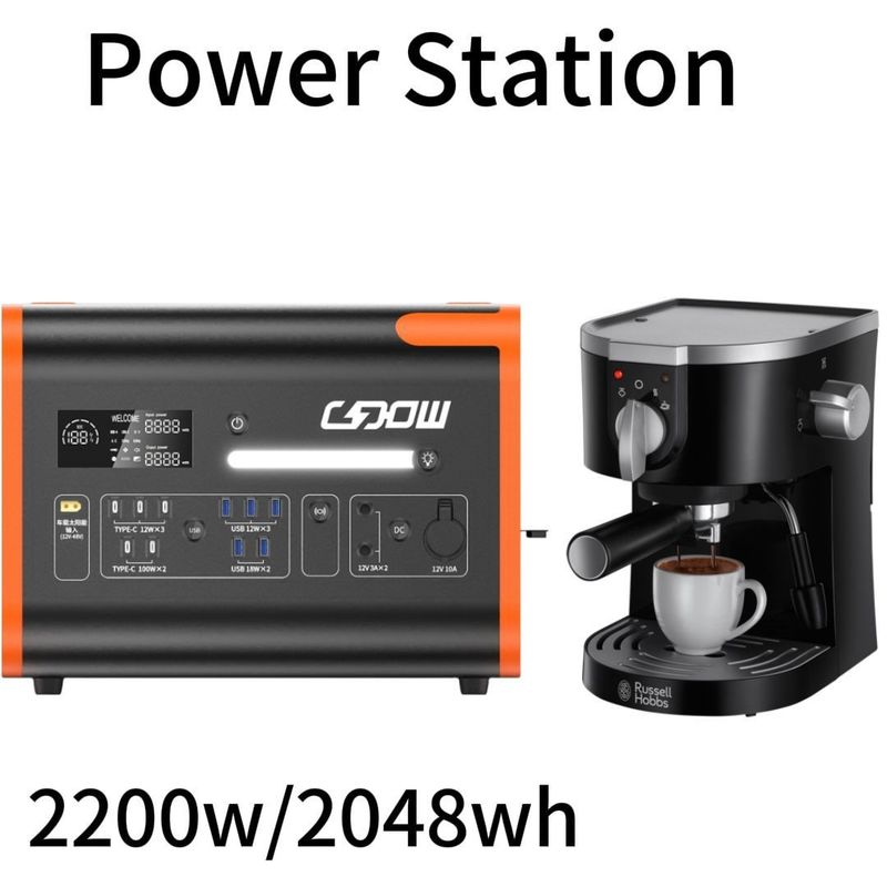 Énergie solaire et générateur de batterie au lithium fer 2200W centrale électrique portable pour AT22