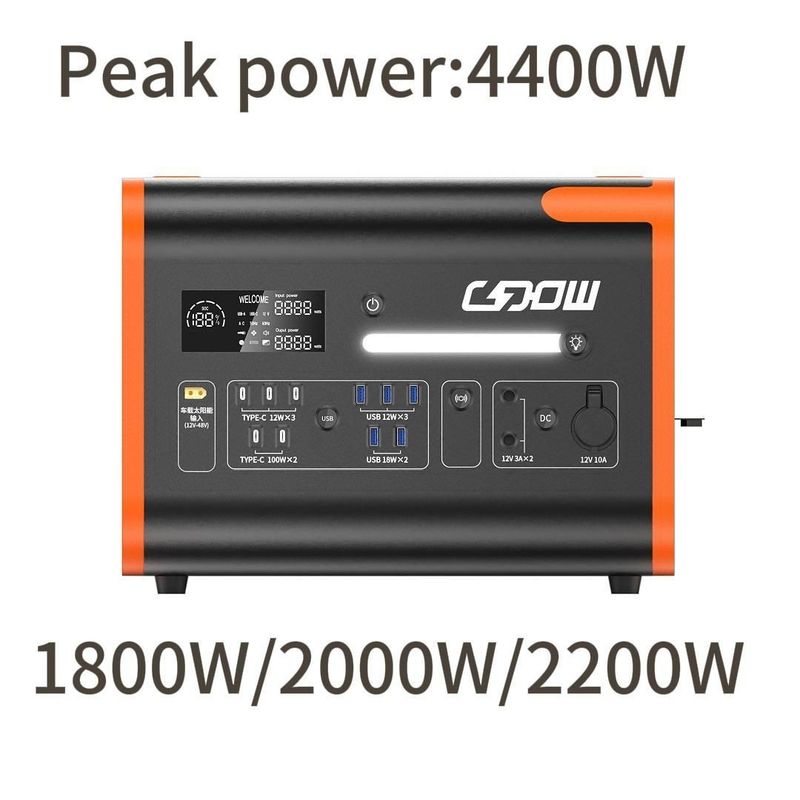 Générateur portable de 2200 W avec banque de puissance de sortie AC/DC 230 V et charge sans fil 15 W