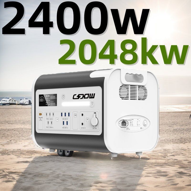 2400W2048wh Système de stockage d'énergie Station électrique portable Générateur solaire à recharge rapide 1500W sans fil 15W