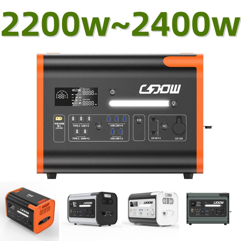 Station de stockage d'énergie portable extérieure de puissance maximale de 4400 W avec panneaux solaires pliables