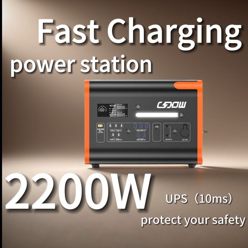 Pure Sine Wave 2000W Générateur d'énergie solaire portable LiFePO4 Batterie et protection BMS