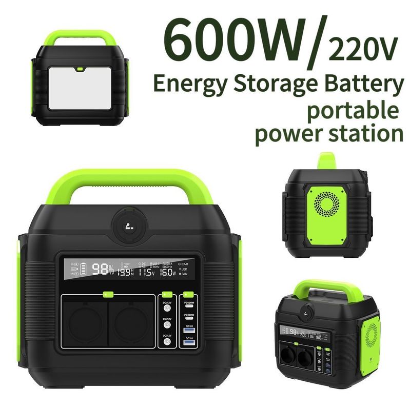 Banque d'alimentation portable multifonctionnelle de 500 W avec prise de courant alternatif de 600 W en option et consommation