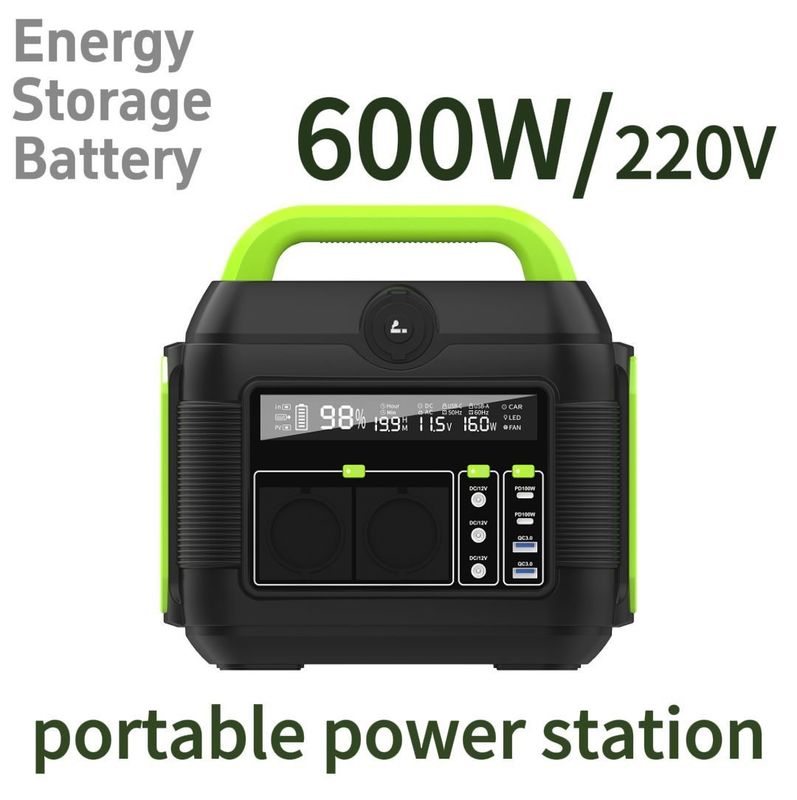 Système de stockage d'énergie solaire portable multifonctionnel de 600 W avec adaptateur et S6