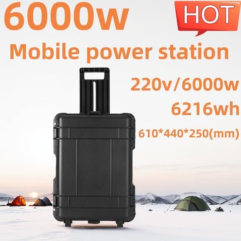 Générateur solaire portable de 6000 watts avec batterie au lithium ternaire et centrale électrique mobile