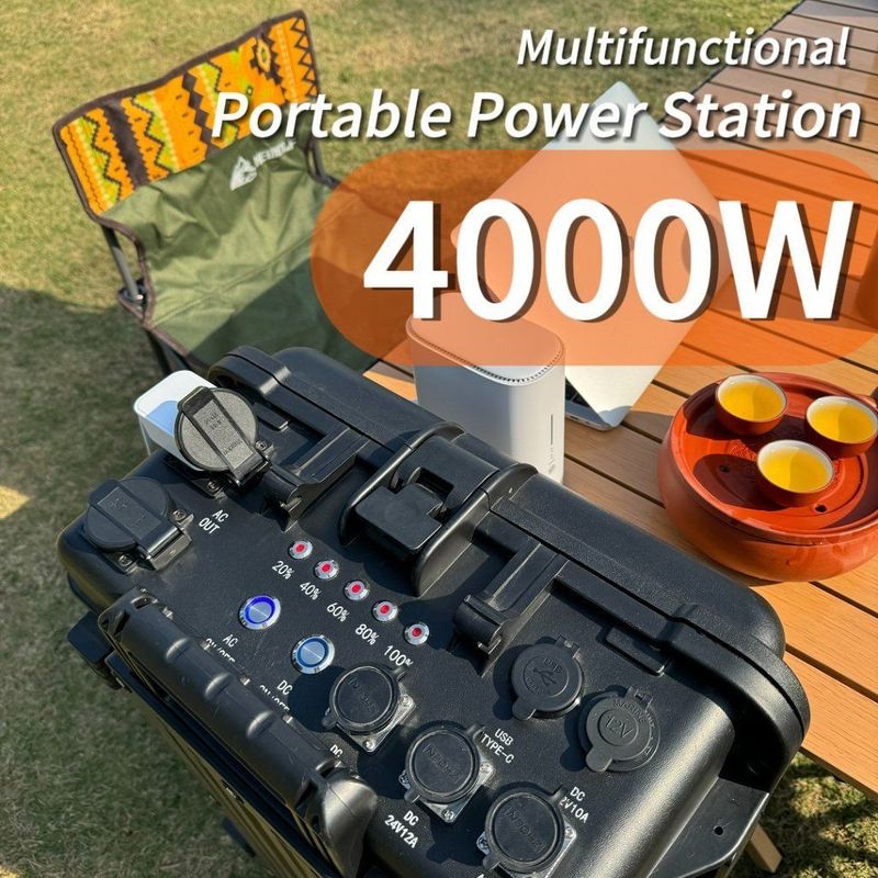 Station électrique portable de secours d'urgence de camping extérieur de 4000W avec chargement de 6 à 7 heures