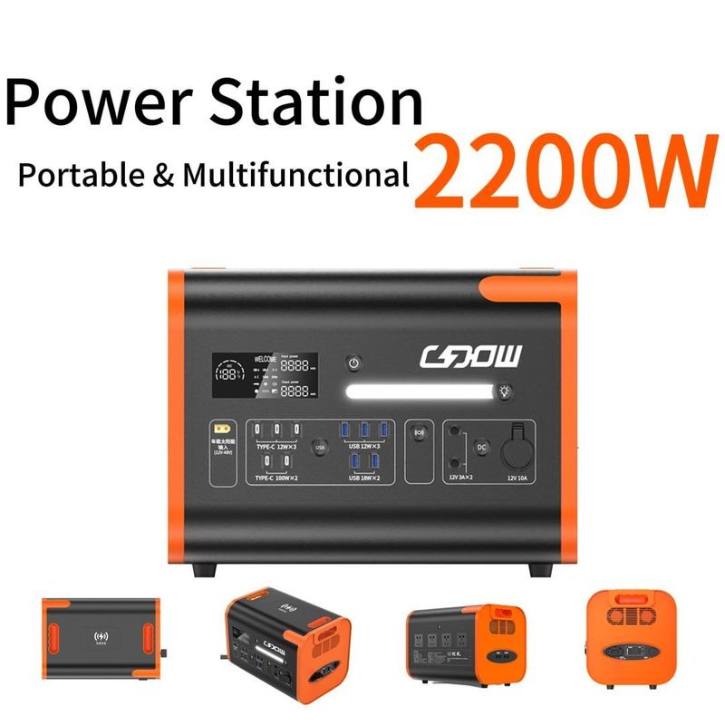 Temps de charge de 90 minutes Générateur solaire haute puissance 2200W pour centrale électrique mobile