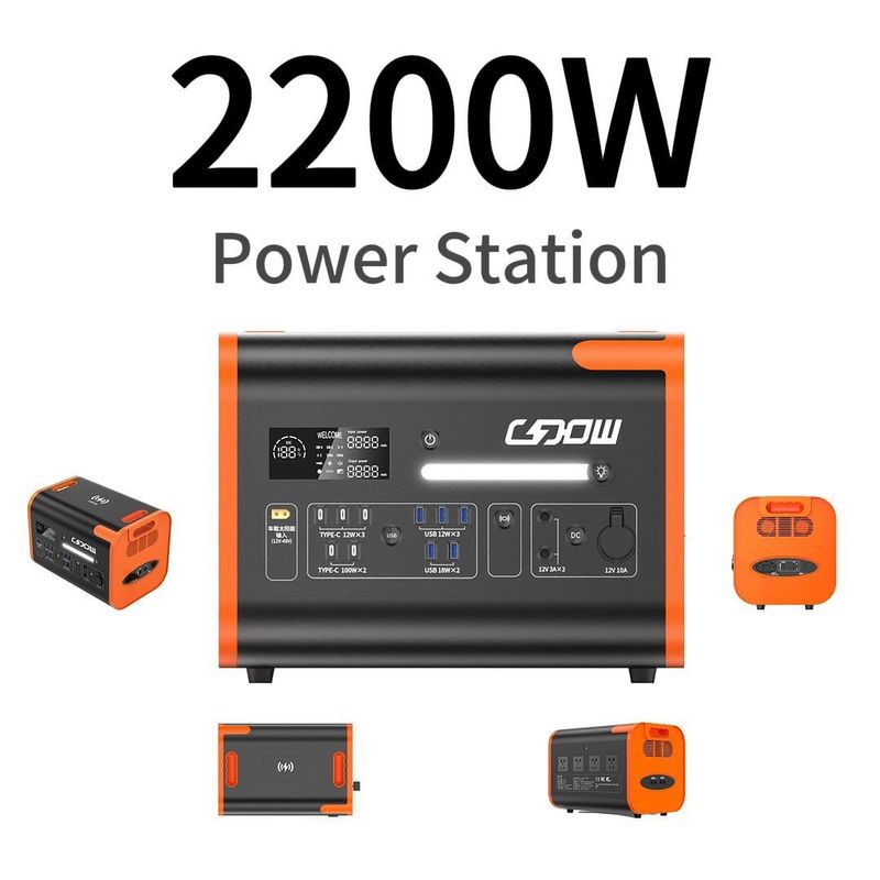 2200W 2000W 2500W centrale électrique à batterie portable avec charge CA et sortie USB de type C