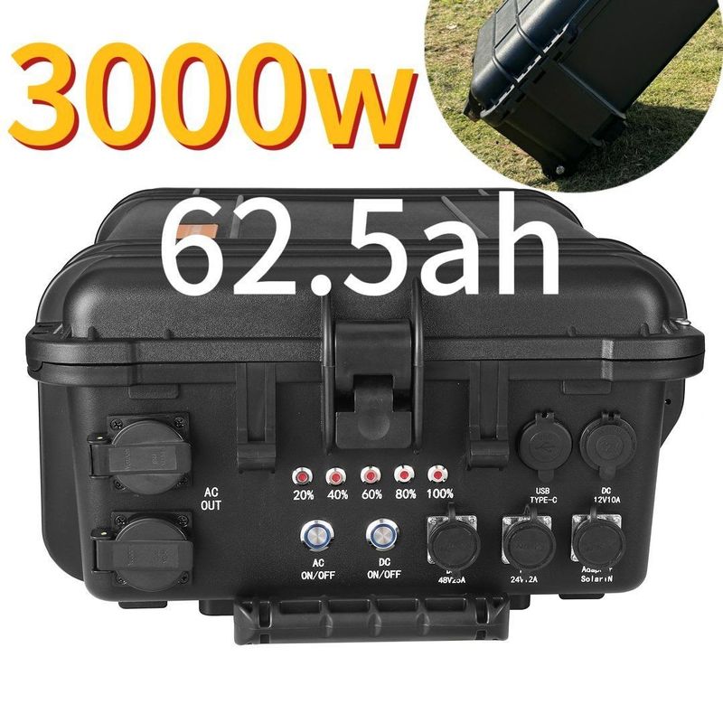 Chargement d'urgence en extérieur Station électrique portable de 3000W 62,5h avec un temps de charge de 6-7h