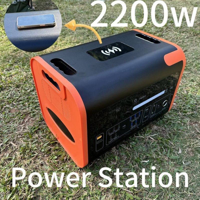 Charge solaire de 800W Noir et orange Camping extérieur Centre d'énergie portable 2kw centrale électrique