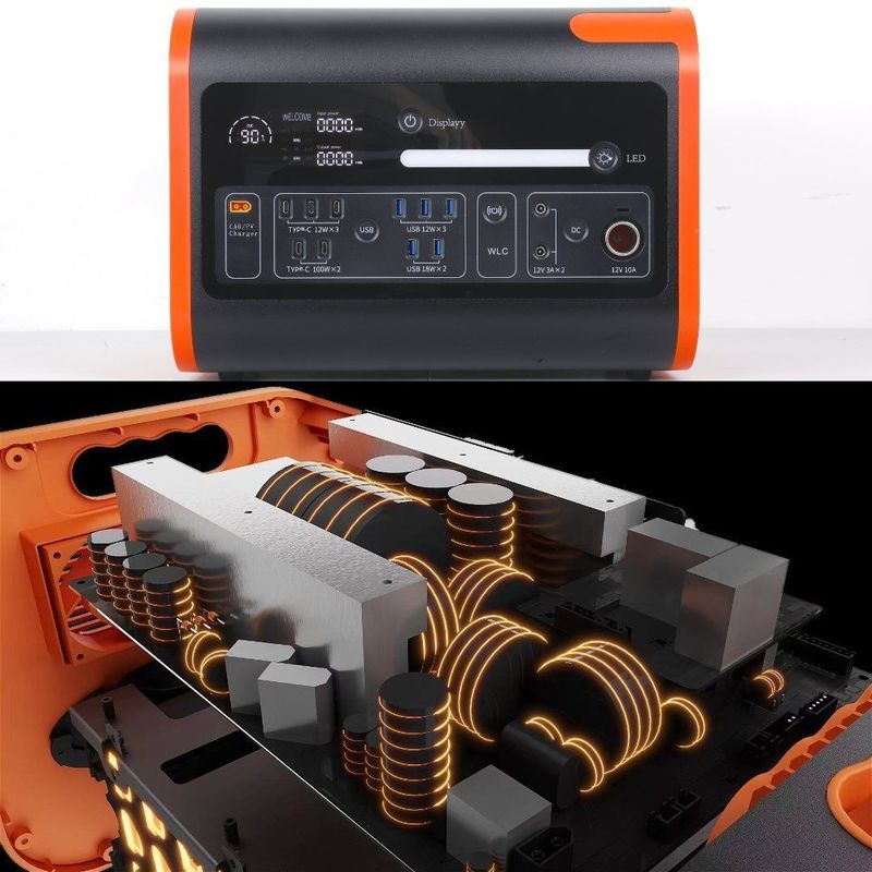 2200W40ah Chargement sans fil Station de stockage d'énergie solaire en orange chaud avec noir