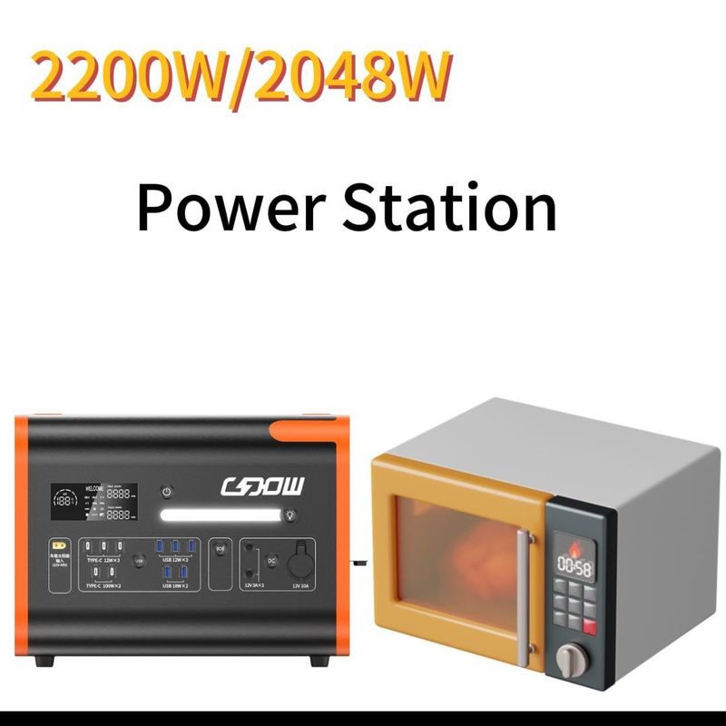 Station électrique portable 1500W/2200W/3000W UPS avec tous les prises de courant en orange noir