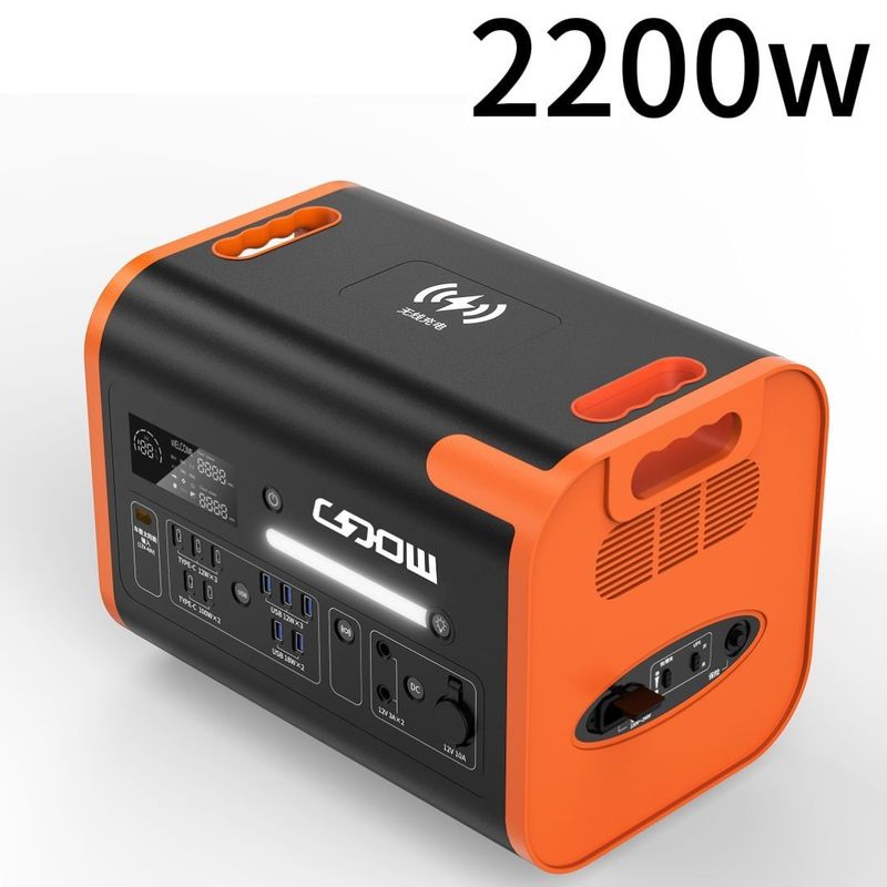 220V/110V/2200W/2400W Pure Sine LiFePO4 batterie de secours station électrique portable de camping en plein air