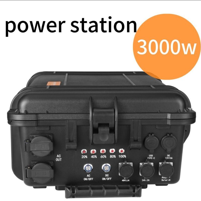 Station solaire électrique portable noire multifonctionnelle 3000W 3000wh pour les urgences extérieures