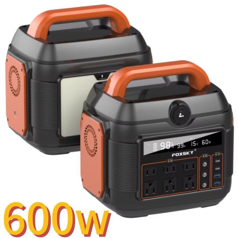 Station électrique portable de 600 W pour le stockage d'énergie de secours et les activités en plein air