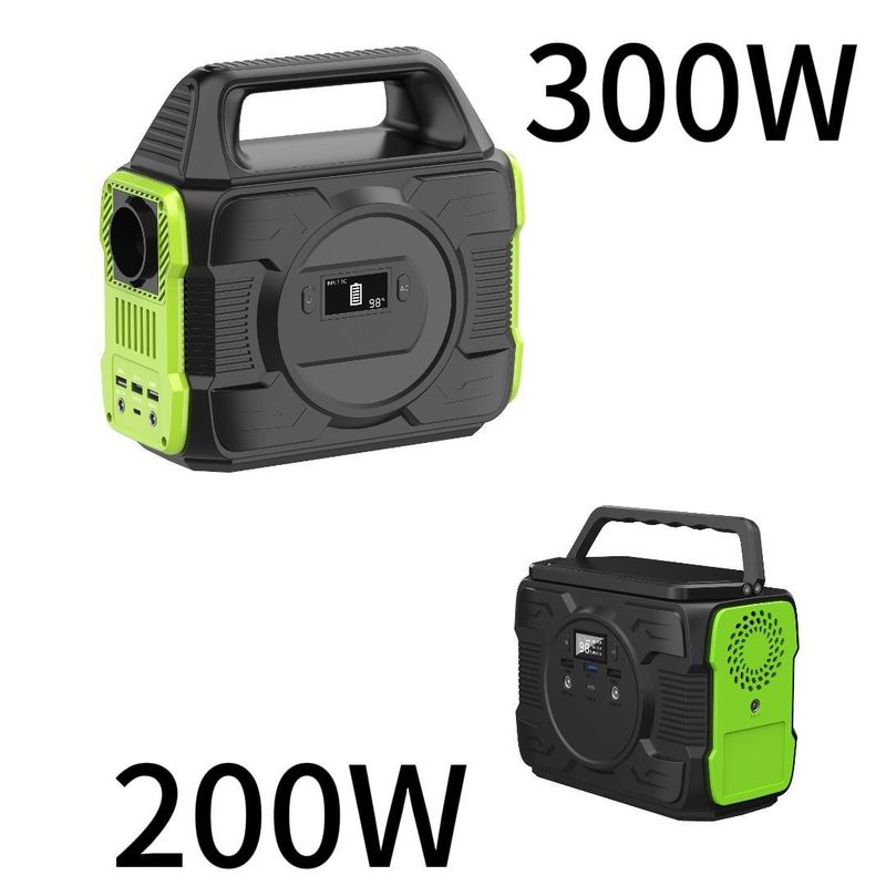 300W/200W AC/DC Stockage de puissance de secours Station électrique portable pour camping extérieur avec lampes LED 7W