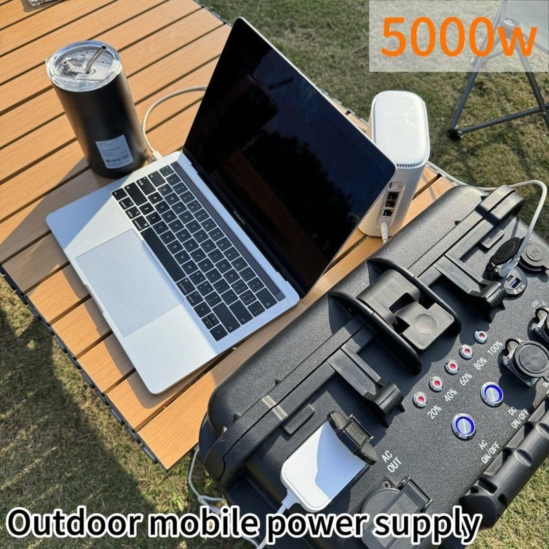 Accueil AC extérieur LiFePO4 Générateur solaire Centrale électrique 5000W en noir par ODM/OEM