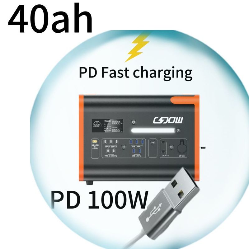 40ah Générateur solaire prise de courant 2200W Portable Camping centrale solaire Orange Noir